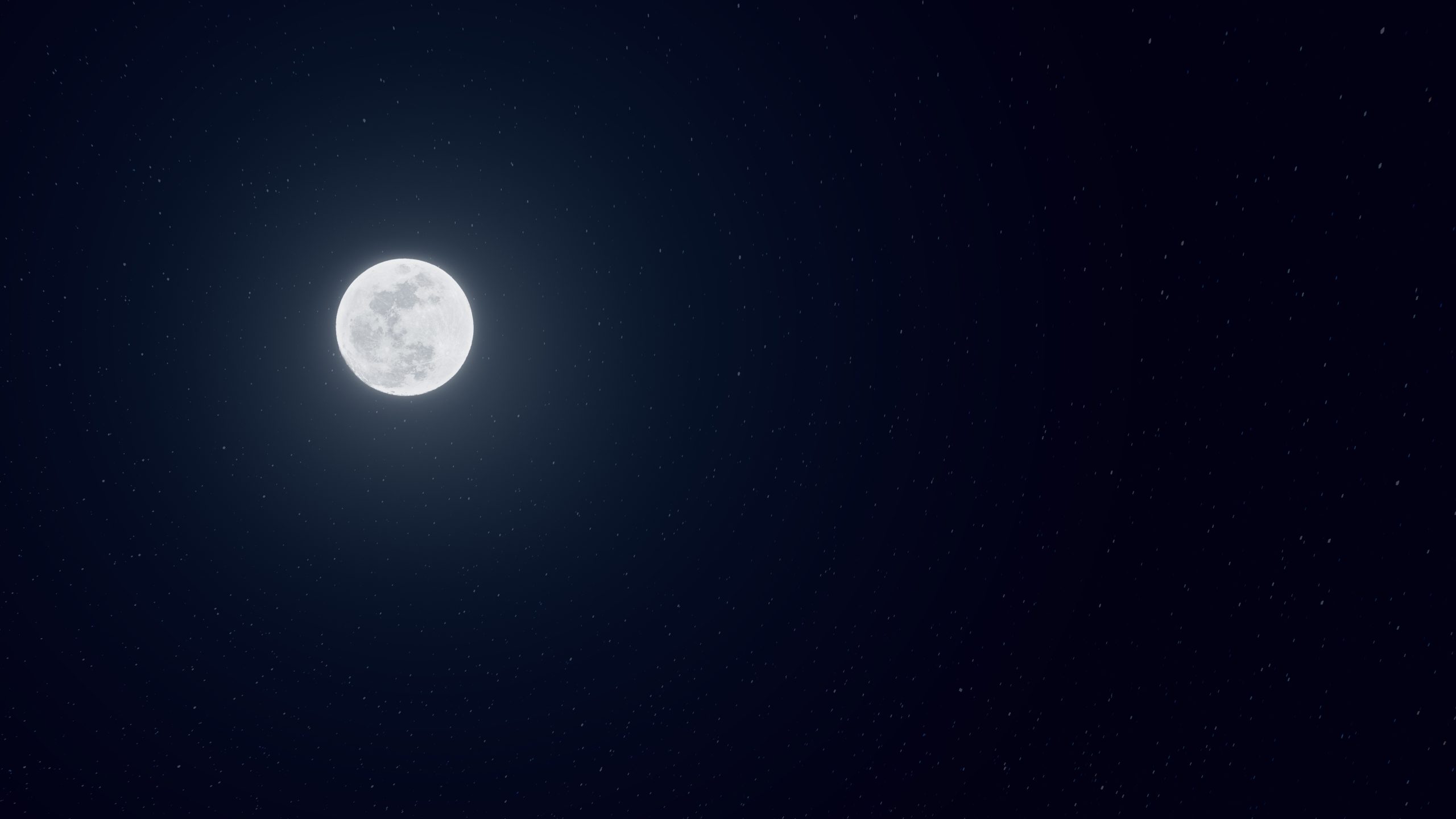 A full moon is visible in the night sky